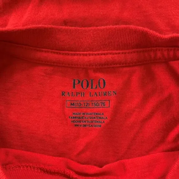 Polo Ralph Lauren Medium T Shirt Red Distressed Flag Short Sleeve Designer - Picture 3 of 5